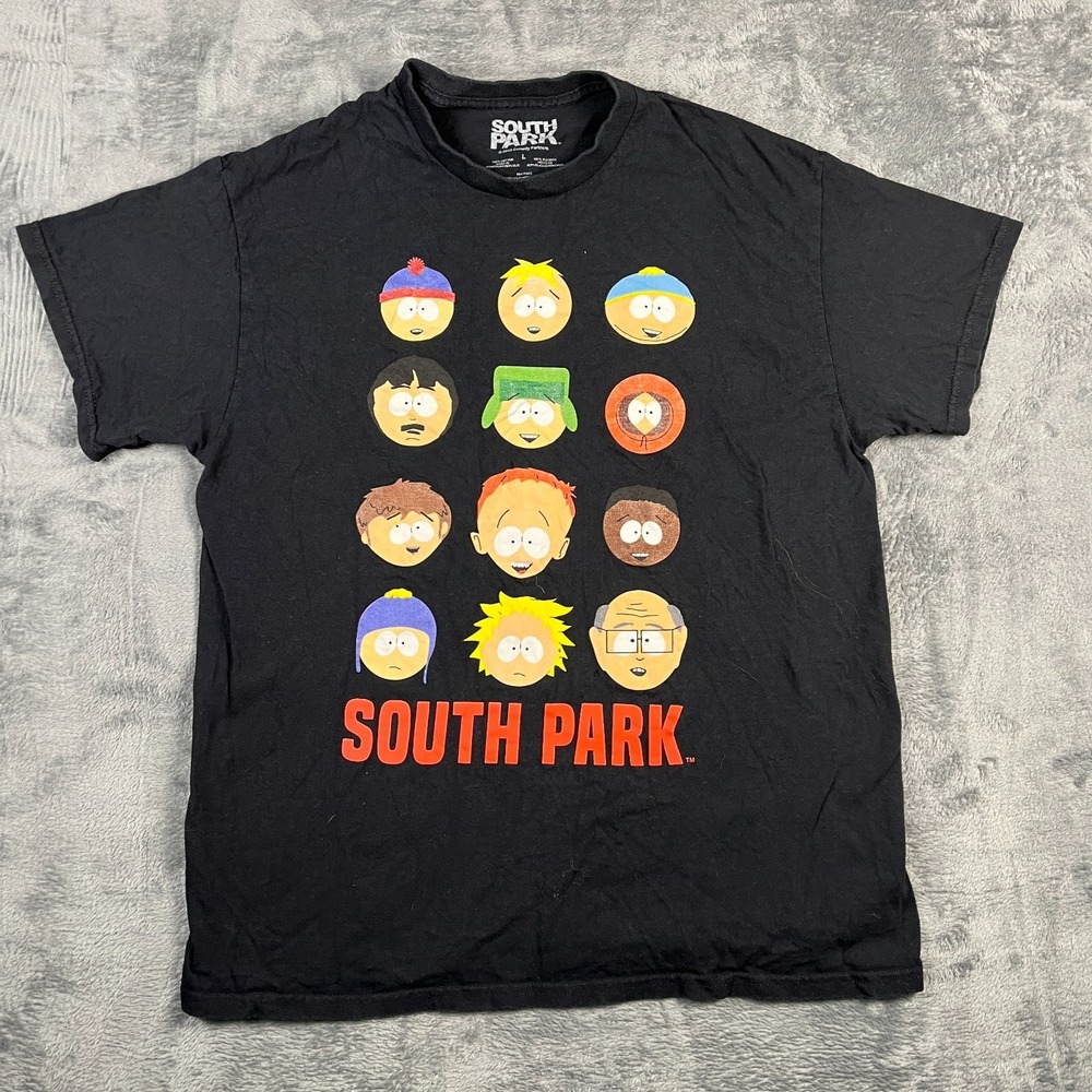 South Park T Shirt Mens Large Black Cartoon Character Graphic Print Logo Cotton